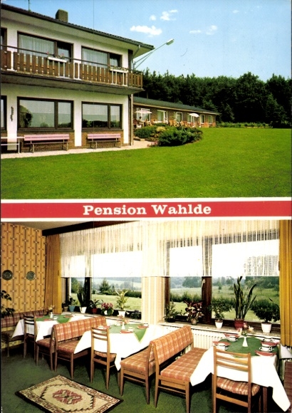 Ansichtkaart Neuenkirchen Vörden in Nedersaksen, Pension Wahlde, binnenaanzicht, eigendom van M. Jans Wenstrup