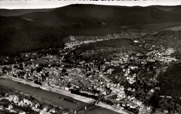 Postcard Eberbach am Neckar Odenwald Baden, aerial photograph