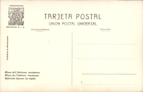 Postcard Exposicion Internacional de Barcelona 1929, Plaza del Universo