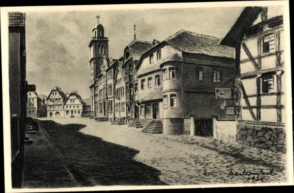 Artist PC Winkel, Karl, Lauterbach on the Lauter Hessen, market square