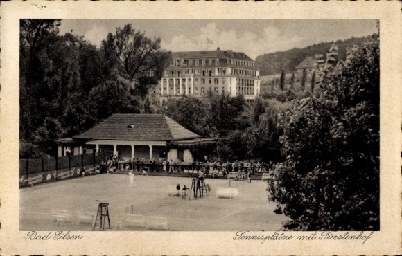 Postcard Bad Eilsen Lower Saxony, tennis courts with Fürstenhof