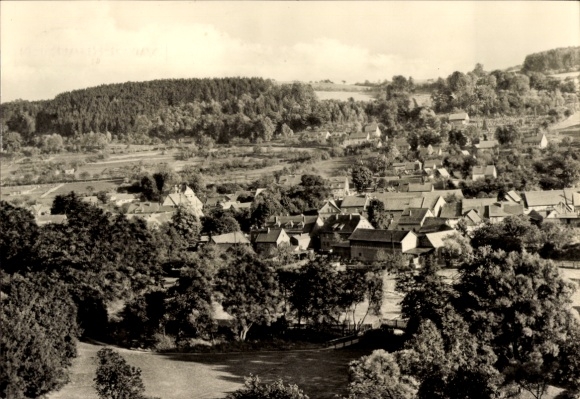 Postcard Wippra Sangerhausen am Harz, landscape impression, village view, rural development, trees, Hi