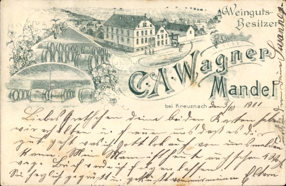 Chromo-Litho Mandel in Rhineland Palatinate, Winery CA Wagner