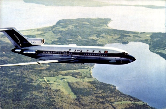 Postcard passenger aircraft Sabena, Boeing Jet Intercontinental