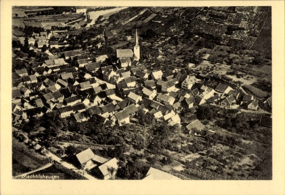Postcard Machtilshausen Elfershausen Lower Franconia, aerial photograph