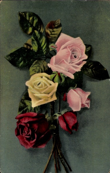 Postcard Altfriedstein Niederlößnitz Radebeul, motif: bouquet of roses