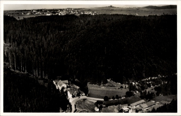 Postcard Bonndorf in the Black Forest, aerial photograph, guesthouse and pension Steinasäge