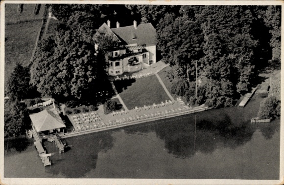Postcard Bernried am Starnberger See Upper Bavaria, view of the manor house, gardens, water area