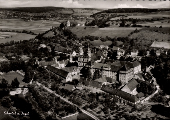 Ak Schöntal an der Jagst Württemberg, Kloster Schönthal, Luftaufnahme