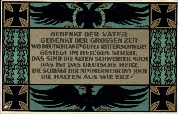 Artist Postcard Schauroth, Lina v., National Women's Service Frankfurt Main, Remembering the Fathers