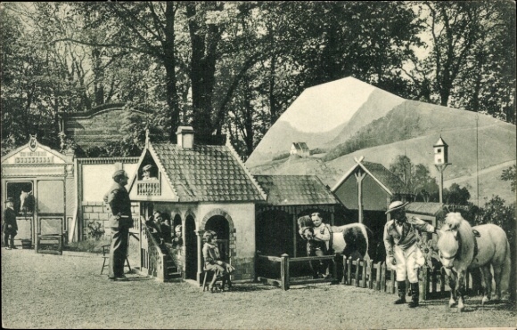 Postcard Schaefer's fairytale town of Lilliput, pony
