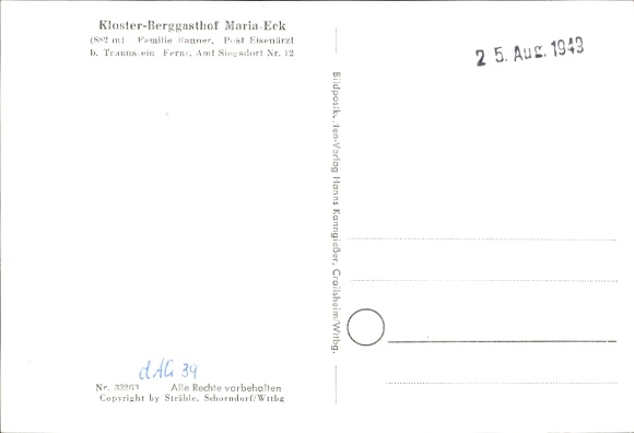 Postcard Siegsdorf in Upper Bavaria, Maria Eck Monastery, aerial photograph