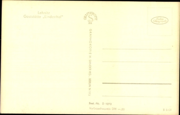 Postcard Lehnitz Oranienburg, Restaurant Lindenhof