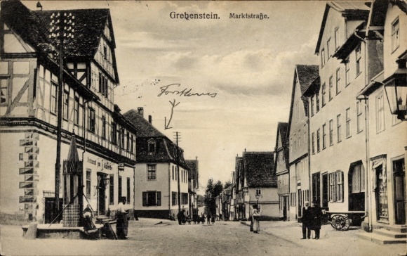 Postcard Grebenstein in North Hesse, Marktstraße