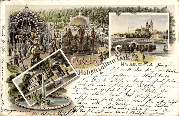 Chromo-Litho Magdeburg on the Elbe, Hohenzollern Park