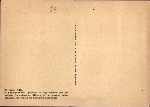 Postcard Scheibenhardt in der Pfalz, First village occupied by French troops 1945