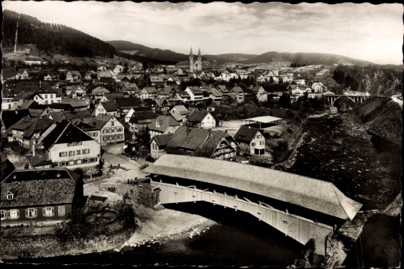 Ak Forbach im Murgtal Schwarzwald Baden, Schwarzenbachtalsperre, Landschaft mit Häusern, Fluss, H