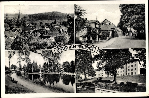 PC Waldbröl North Rhine Westphalia, panorama of the place, street area, pond
