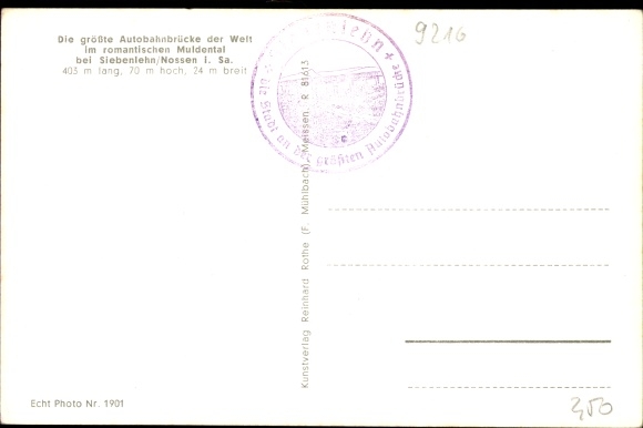 Postcard Siebenlehn Großschirma in Saxony, Reichsautobahn bridge Muldental
