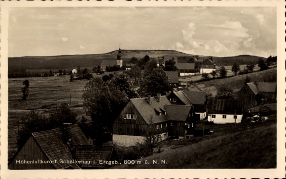 Ak Schellerhau Altenberg im Erzgebirge, Höhenluftkurort, Erzgebirge, 800 m ü. N. N., Häuser un...