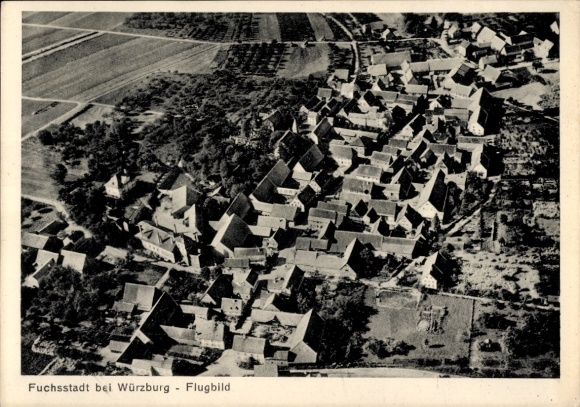 Postcard Fuchsstadt Reichenberg in Lower Franconia, aerial photo