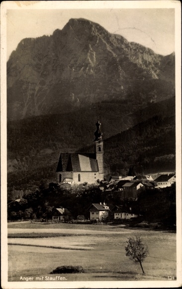 Postcard Anger in Upper Bavaria, total view, Stauffen