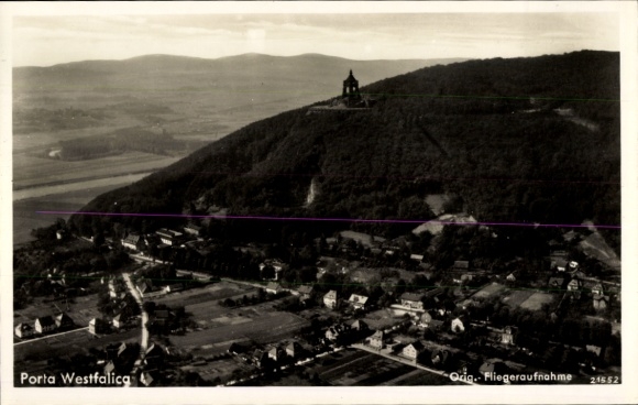 Ak Porta Westfalica aan de Weser, luchtfoto
