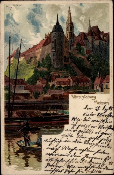Artist Chromo-Litho Kley, Heinrich, Meissen in Saxony, Albrechtsburg