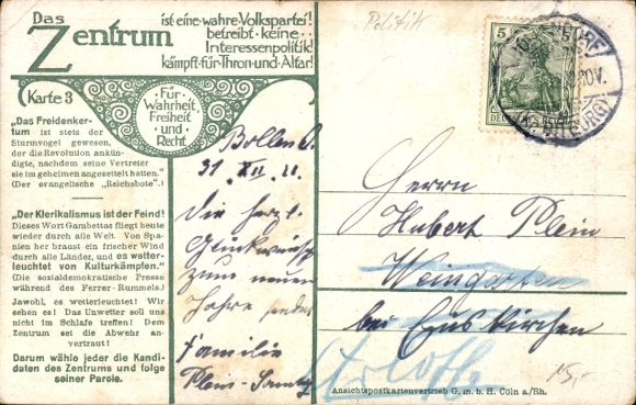 Postcard Politics, Center is a true people's party, election campaign, manifestation