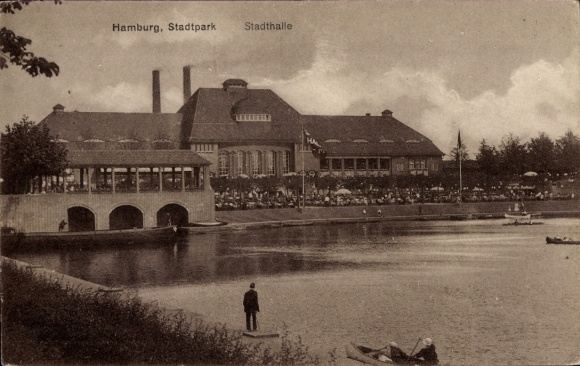 Postcard Hamburg Nord Winterhude, City Park, City Hall