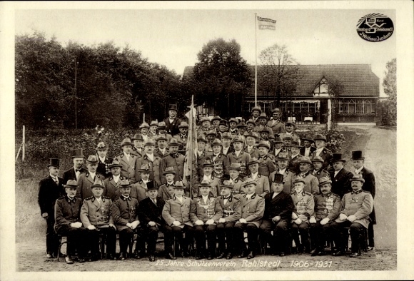 Postcard Hamburg Wandsbek Rahlstedt Altrahlstedt, 25 years of the shooting club, group portrait