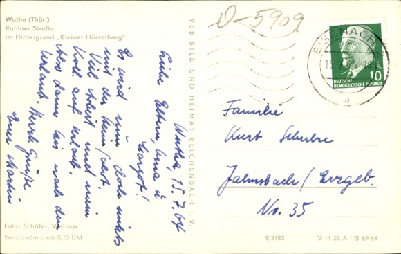 Postcard Wutha in Thuringia, Ruhlaer Straße, shops, Kleiner Hörselberg