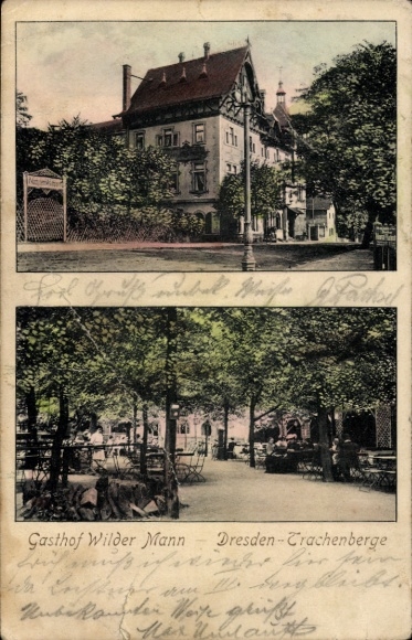 Postcard Dresden Pieschen Trachenberge, Gasthof Wilder Mann