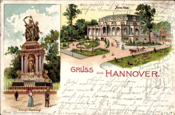 Litho Hannover in Niedersachsen, Neues Haus, Kriegerdenkmal