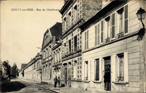 Ak Isigny sur Mer Calvados, rue de Cherbourg
