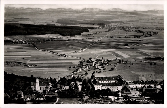 Postcard Leutkirch im Allgäu Baden Württemberg, Zeil Castle, aerial photograph