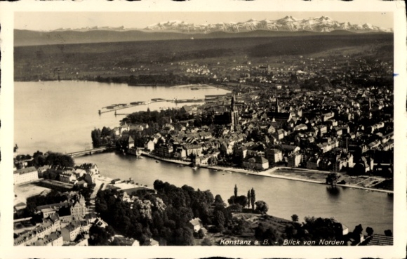 Postcard Konstanz on Lake Constance, aerial photo
