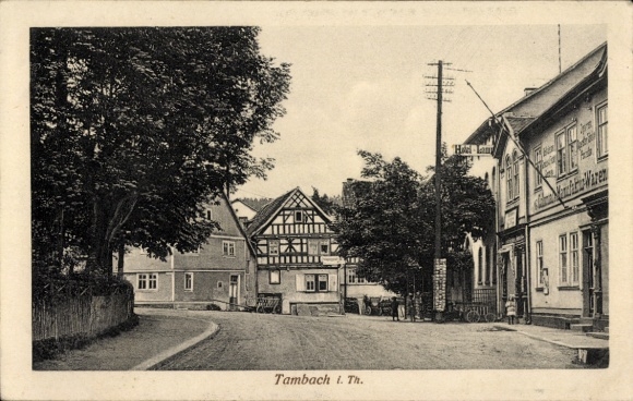 Postcard Tambach Thuringian Forest, street view, shop