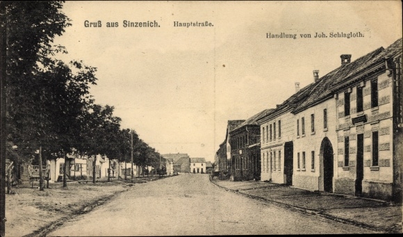 Postcard Sinzenich Zülpich district of Euskirchen, main street, plot by J. Schlagloth