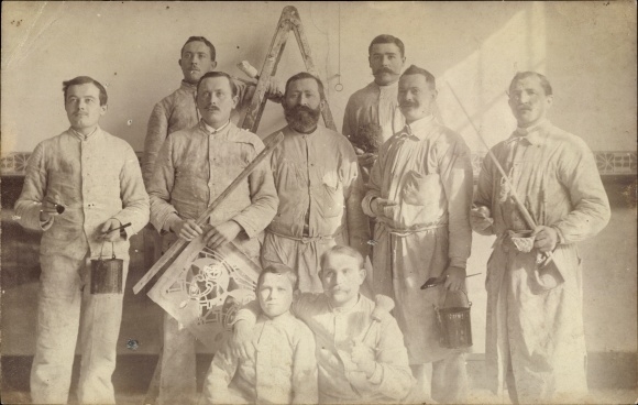Postcard professions painter group picture