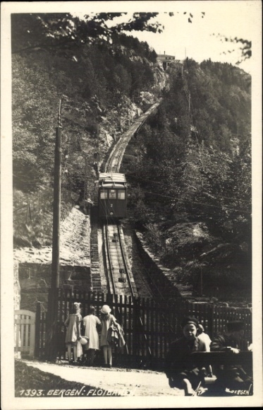 Photo Postcard Bergen Norway, Fløibanen, Mount Fløyen