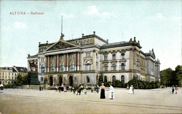 Postcard Hamburg Altona, Town Hall