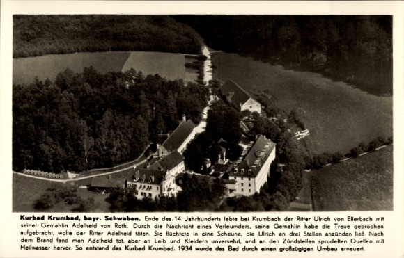 Postcard Krumbad Krumbach in the Swabian district of Günzburg, aerial photograph
