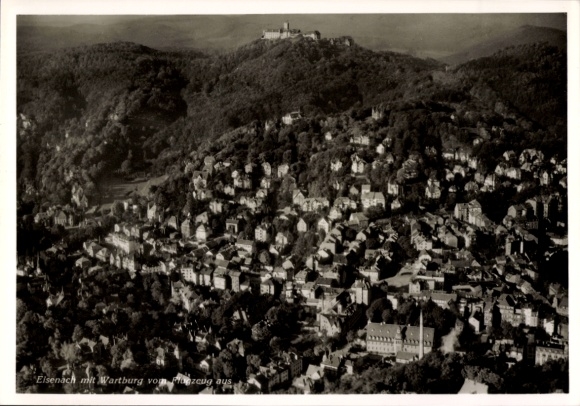 Postcard Lutherstadt Eisenach Thuringia, Hellthal, Eisenach with Wartburg, aerial photograph, city view,