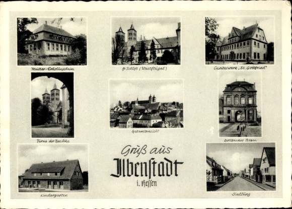 Postcard Ilbenstadt Niddatal in Hesse, convalescent home for mothers, castle, kindergarten, settlement
