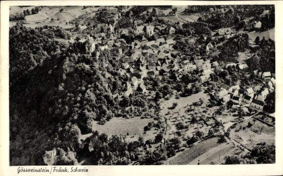 Postcard Gößweinstein in Upper Franconia, aerial photograph