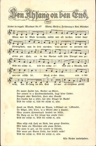 30 song cards, Anton Günther