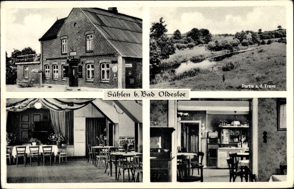 Postcard Sühlen Travenbrück near Bad Oldesloe, restaurant Zur sharp corner, interior view, Trave