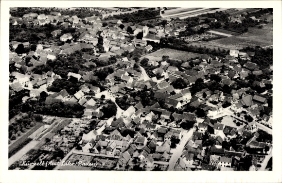 Postcard Kürzell Meißenheim Ortenaukreis, aerial photograph of the city