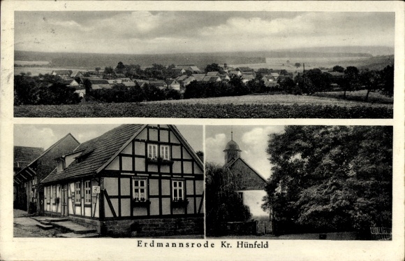 Ak Erdmannrode Schenklengsfeld in Hessen, Panorama, Gasthaus zum grünen Baum